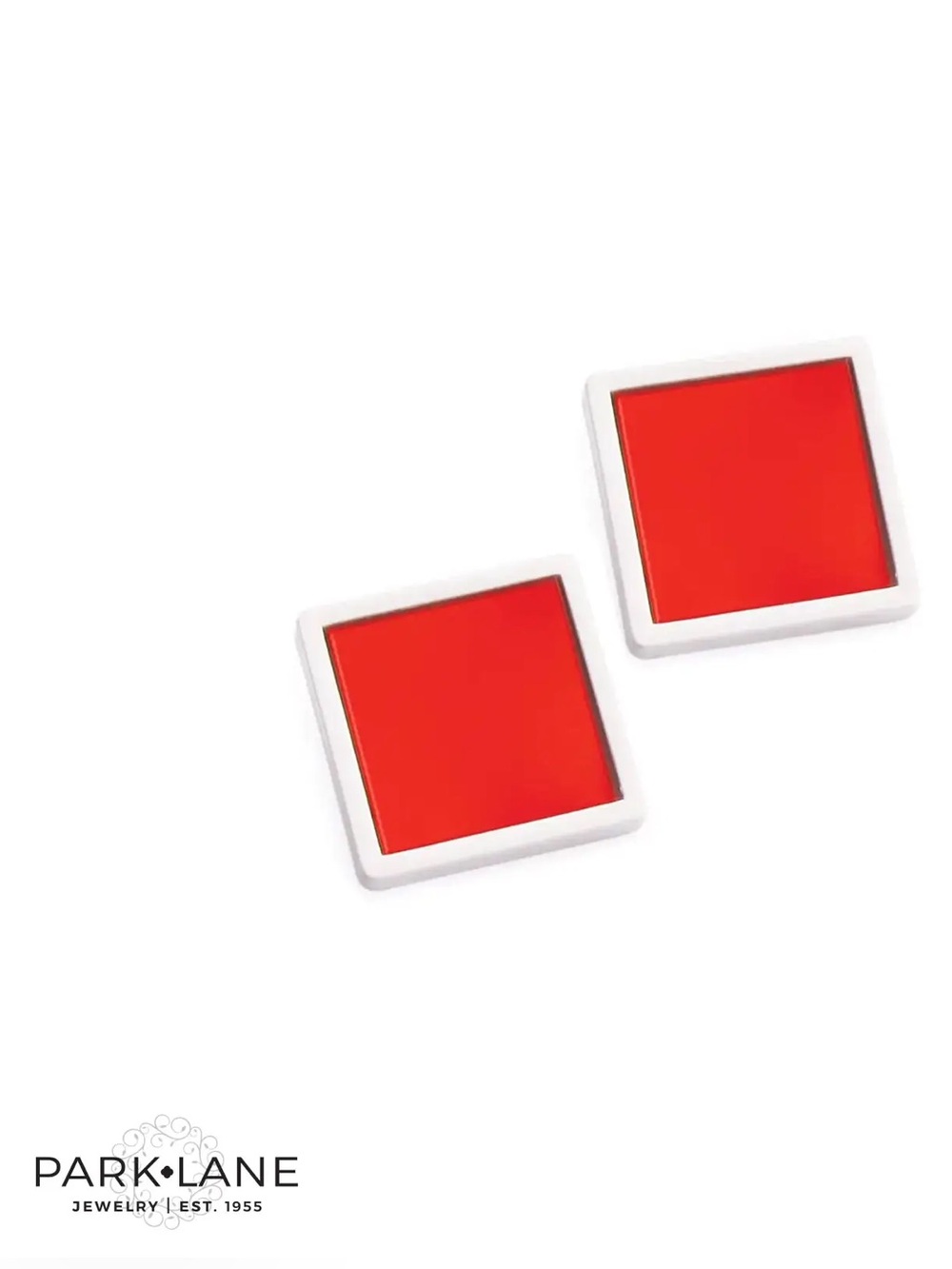 Park Lane Flashy pierced Red and White Square Stud Earrings vintage